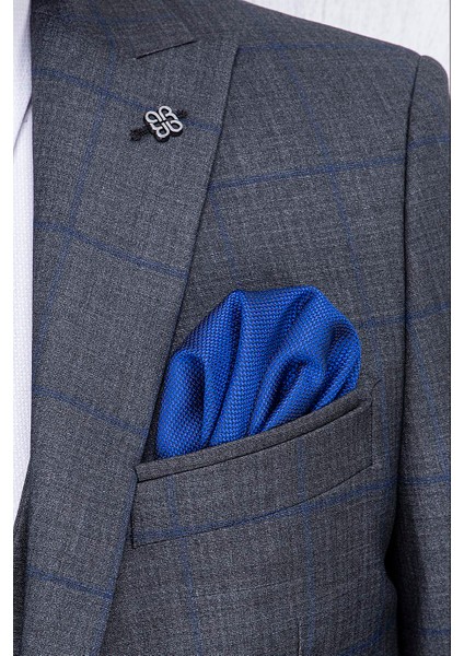 Erkek Slim Fit Sivri Yaka Ekose Yelekli Gri Kombin Takım Elbise fırsatları