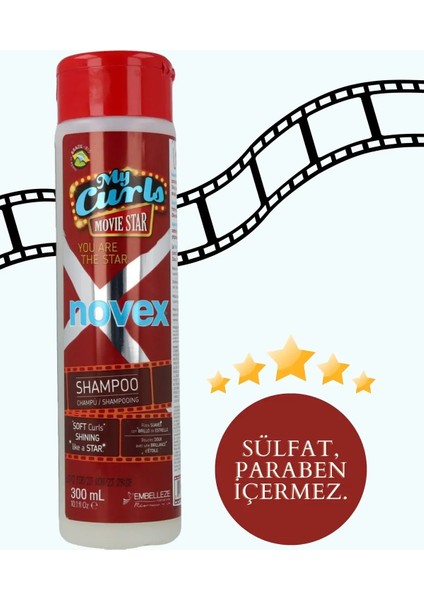 My Curls Movıe Star - Ekstra Parlaklık Veren, Shea Butter, Keratin ve 7 Çeşit Yağ Içeren Şampuan 300ML