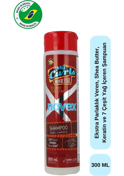 My Curls Movıe Star - Ekstra Parlaklık Veren, Shea Butter, Keratin ve 7 Çeşit Yağ Içeren Şampuan 300ML