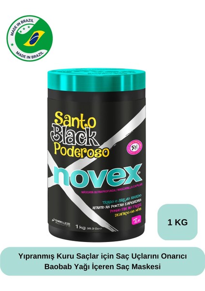 Mystıc Black - Yıpranmış Kuru Saçlar Için Saç Uçlarını Onarıcı Baobab Yağı Içeren Saç Maskesi 1kg
