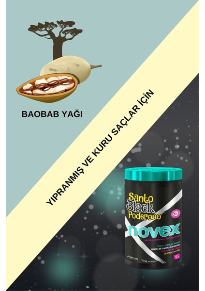 Mystıc Black - Yıpranmış Kuru Saçlar Için Saç Uçlarını Onarıcı Baobab Yağı Içeren Saç Maskesi 1kg fırsatları