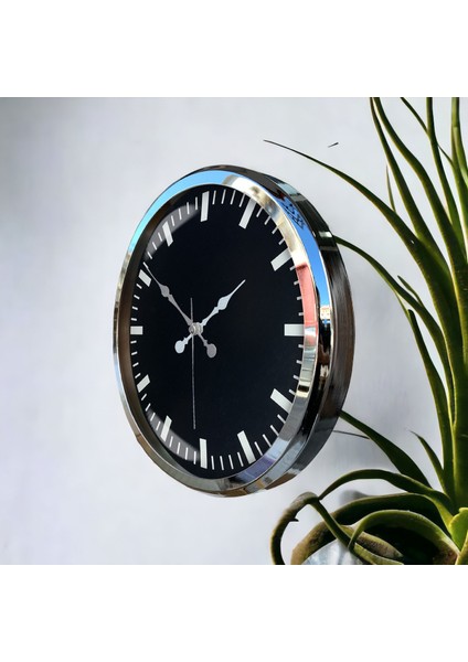 Krom Metal Çerçeveli Salon Ofis Otel Duvar Saati 52 cm A27 fiyatları