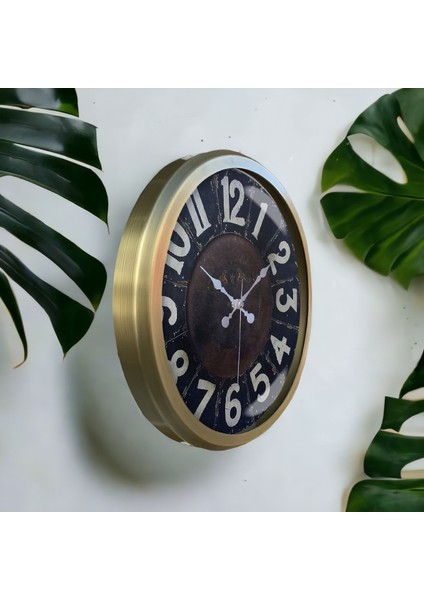 Eskitme Metal Çerçeveli Salon Ofis Otel Duvar Saati 52 cm A30 fiyatları
