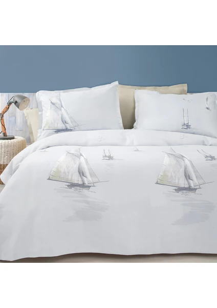 Bedding Piera Çift Kişilik Pike Takımı - Mavi