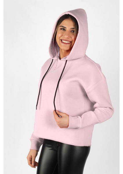 Kadın Kapüşonlu Sweatshirt Pembe