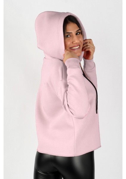 Kadın Kapüşonlu Sweatshirt Pembe