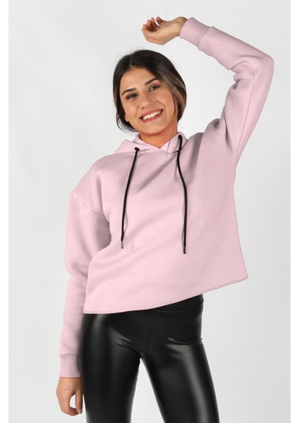 Kadın Kapüşonlu Sweatshirt Pembe