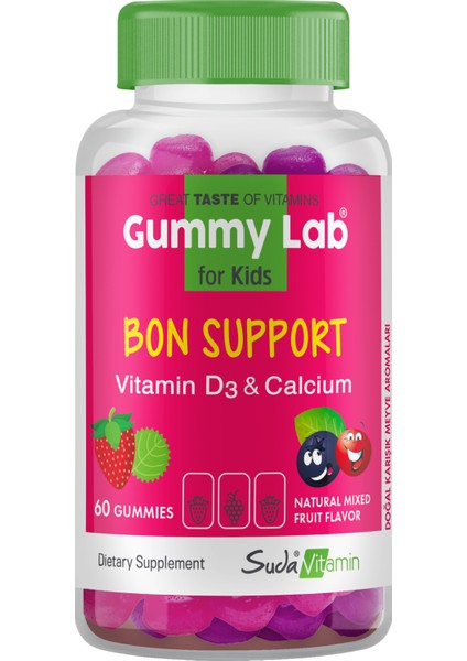 Gummylab Bon Support Kids Karışık Aroma 60 Gummies