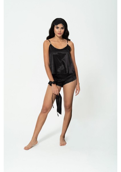 5'li Leopar Biyeli Taş Detaylı Atlet Şort Takım S27646