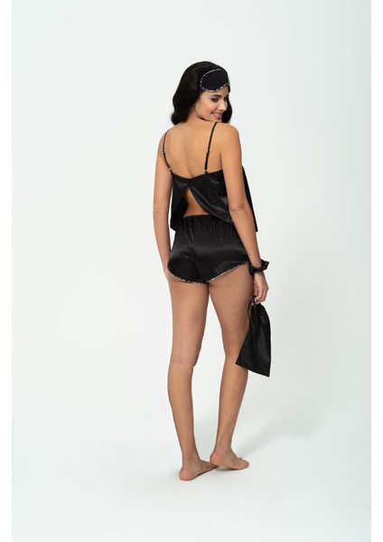 5'li Leopar Biyeli Taş Detaylı Atlet Şort Takım S27646 indirimleri