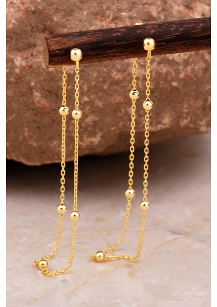 Toplu Altın Kaplama Gümüş Zincir Küpe 6108