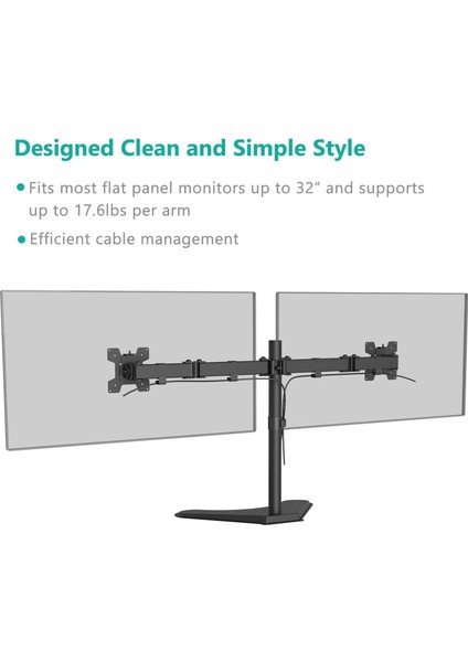 EF42 Steel Design 2-8 kg Çift Kol Asansörlü 13"-27" Desktop Monitör Standı