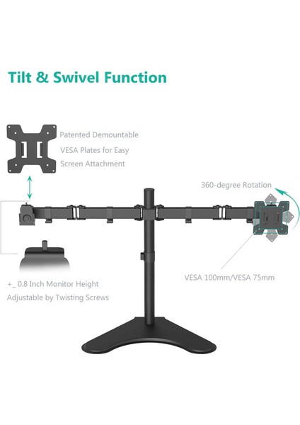 EF42 Steel Design 2-8 kg Çift Kol Asansörlü 13"-27" Desktop Monitör Standı