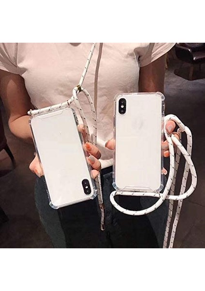 Apple iPhone 11 ile Uyumlu Ipli Boyun Askılı Silikon Kılıf Şeffaf Renk Kartlıklı Dulcet Epiphany Kılıf