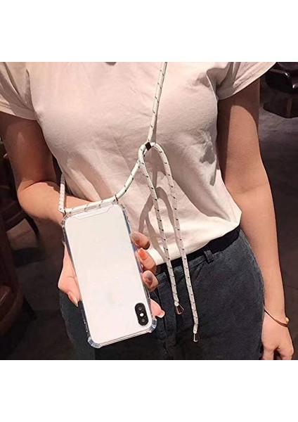 Apple iPhone 11 ile Uyumlu Ipli Boyun Askılı Silikon Kılıf Şeffaf Renk Kartlıklı Dulcet Epiphany Kılıf