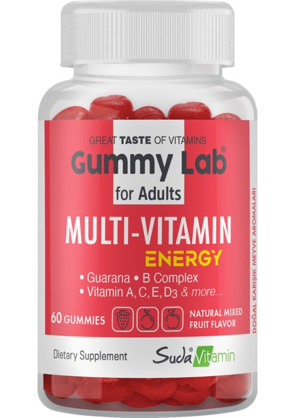 Gummylab Multıvıtamın Energy Karışık Aramolı 60 Gummies
