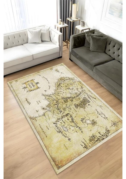 Orta Dünya Dokuma Tabanlı Yıkanabilir Kaymaz Yüzüklerin Efendisi Film Halısı