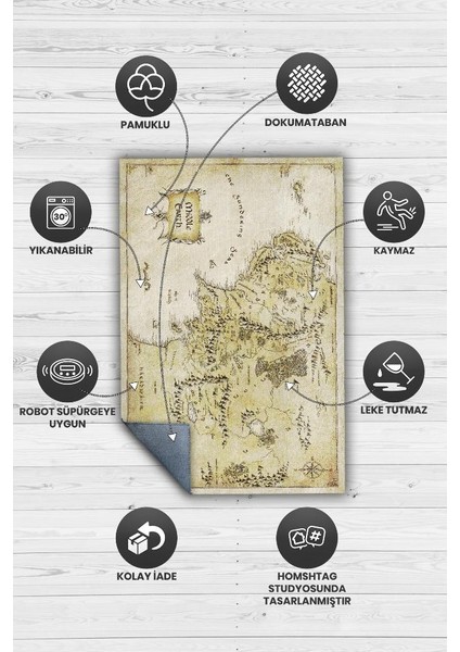Orta Dünya Dokuma Tabanlı Yıkanabilir Kaymaz Yüzüklerin Efendisi Film Halısı fırsatları