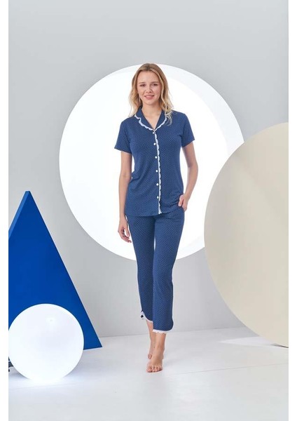24203 Kadın Puanlı Düğmeli Pijama Takım