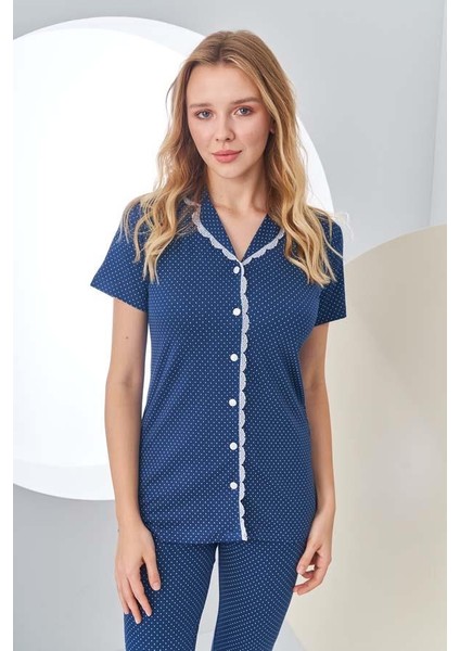 24203 Kadın Puanlı Düğmeli Pijama Takım fiyatları