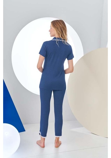 24203 Kadın Puanlı Düğmeli Pijama Takım fırsatları