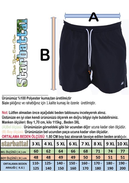 Büyük Beden Su Itici Deniz Şortu Tropical 23654 Siyah indirimleri