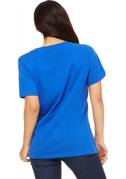 Elit Kadın V Yaka Mavi Tişört fiyatları