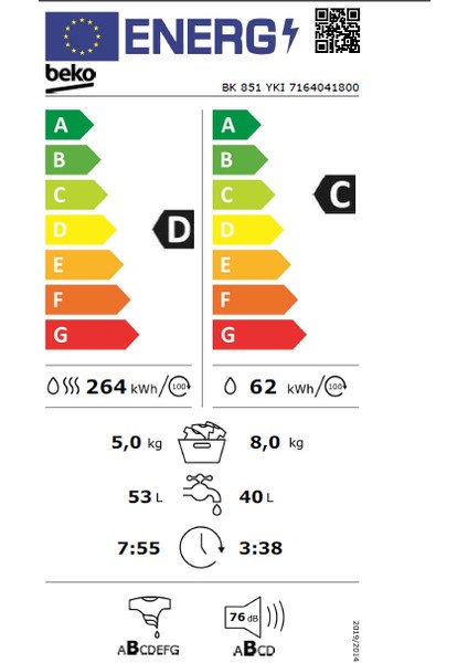 Bk 851 Ykı Kurutmalı Çamaşır Makinası