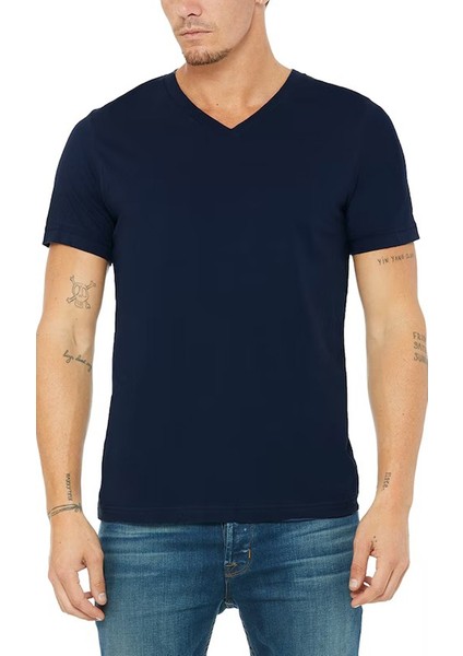 Elit Erkek V Yaka Lacivert Tişört