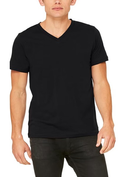 Elit Erkek V Yaka Siyah Tişört