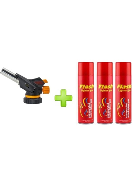 1300 Derece Profesyonel Pürmüz Çakmak WS-509C Kafa Çakmak 3 Adet Flash Gaz WS-509C