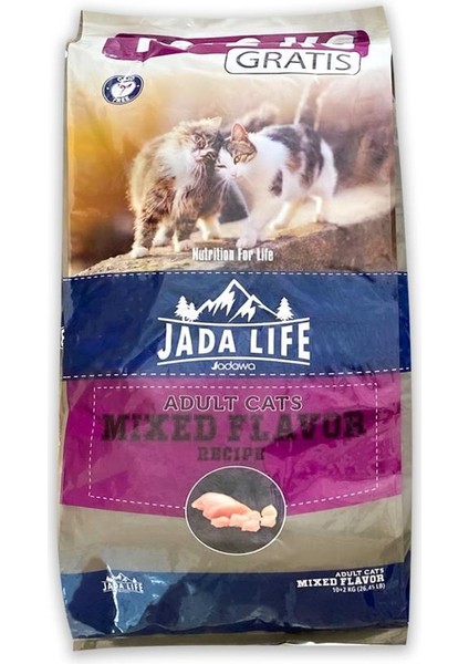 Jada Life Karışık Lezzetli Yetişkin Kedi Maması 10+2 kg