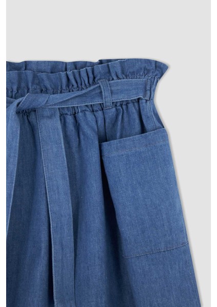 Kız Çocuk Regular Fit Esnek Belli Kuşaklı Jean Etek W5746A622SM fiyatları