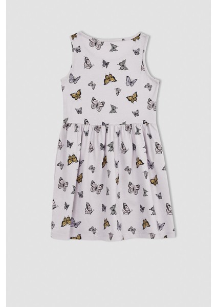 Kız Çocuk Regular Fit Kelebek Desenli Kolsuz Pamuklu Penye Yazlık Elbise T2575A622SM modelleri
