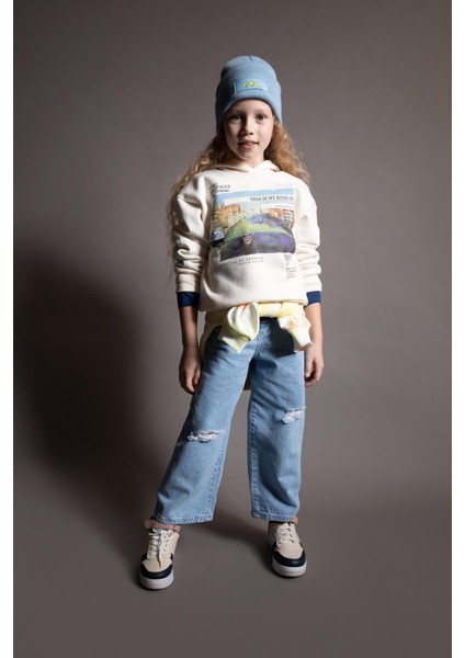Kız Çocuk Kapüşonlu İçi Yumuşak Tüylü Sweatshirt Y9626A622WN fiyatları