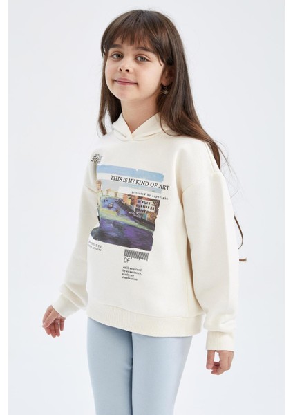 Kız Çocuk Kapüşonlu İçi Yumuşak Tüylü Sweatshirt Y9626A622WN fırsatları