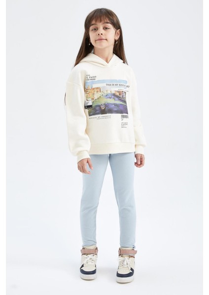 Kız Çocuk Kapüşonlu İçi Yumuşak Tüylü Sweatshirt Y9626A622WN indirimleri