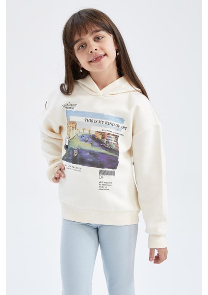 Kız Çocuk Kapüşonlu İçi Yumuşak Tüylü Sweatshirt Y9626A622WN