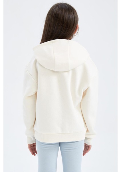 Kız Çocuk Kapüşonlu İçi Yumuşak Tüylü Sweatshirt Y9626A622WN