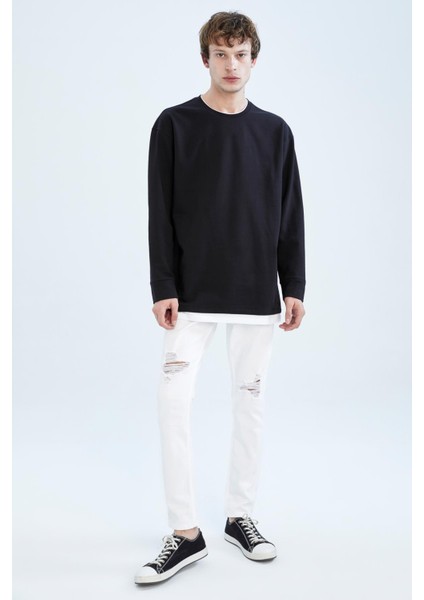Oversize Fit Bisiklet Yaka Uzun Kollu İçi Yumuşak Tüylü Sweatshirt W4690AZ22AU fiyatları