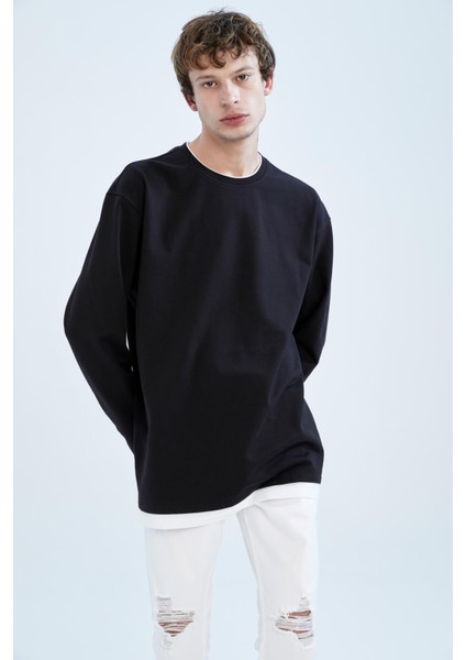Oversize Fit Bisiklet Yaka Uzun Kollu İçi Yumuşak Tüylü Sweatshirt W4690AZ22AU modelleri