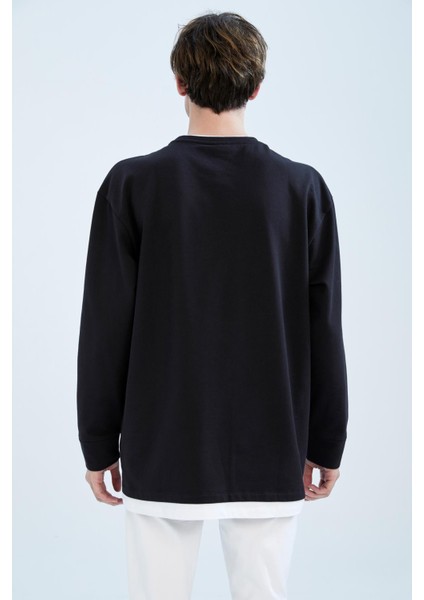 Oversize Fit Bisiklet Yaka Uzun Kollu İçi Yumuşak Tüylü Sweatshirt W4690AZ22AU indirimleri