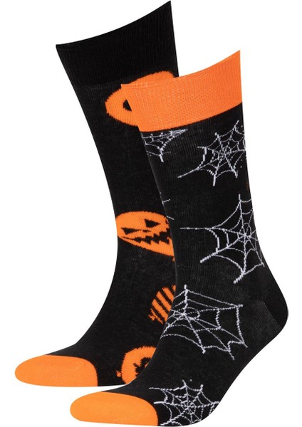 Erkek Pamuklu Halloween Temalı 2'li Uzun Çorap Z2668AZNS