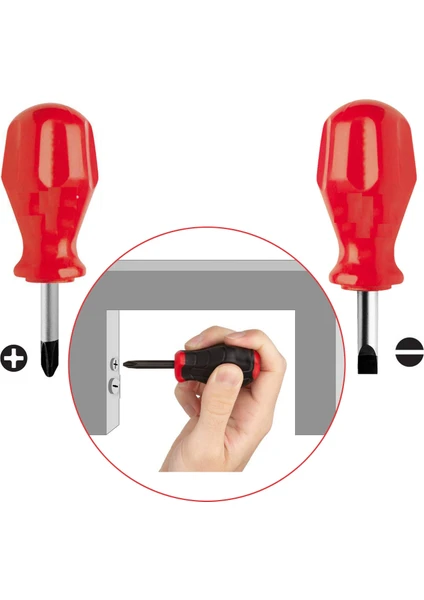 High-Torque Avuçiçi Düz-Yıldız Uçlu Tornavida Seti 716084