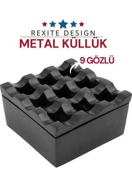 Rexite Siyah Metal 9 Gözlü Kül Tablası 716564