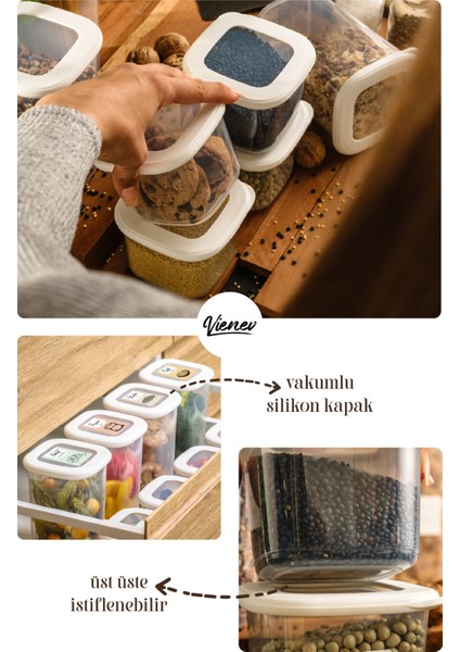 Renkli Etiketli Kare Erzak Saklama Kabı Seti Beyaz 9'lu fırsatları