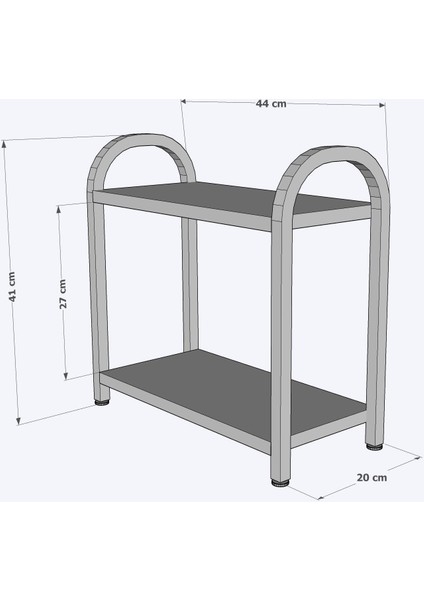 Banyo-Mutfak Toparlayıcı Düzenleyici Organizer 2 Katlı Geniş Metal Beyaz Bambu Tezgah Üstü Raf