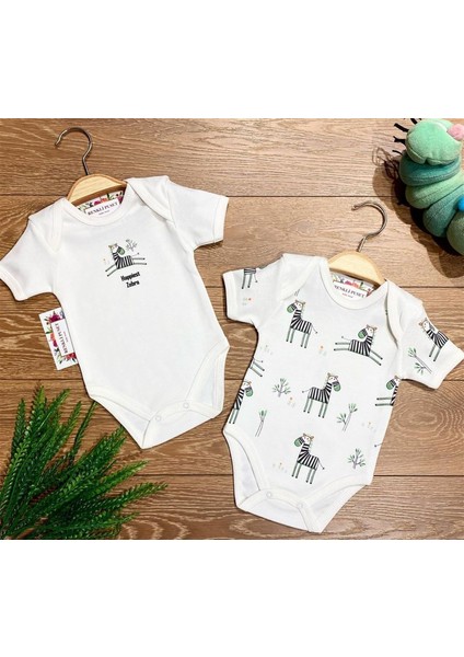 2'li Penye Bebek Kısa Kollu Body Zıbın Takım Zebra