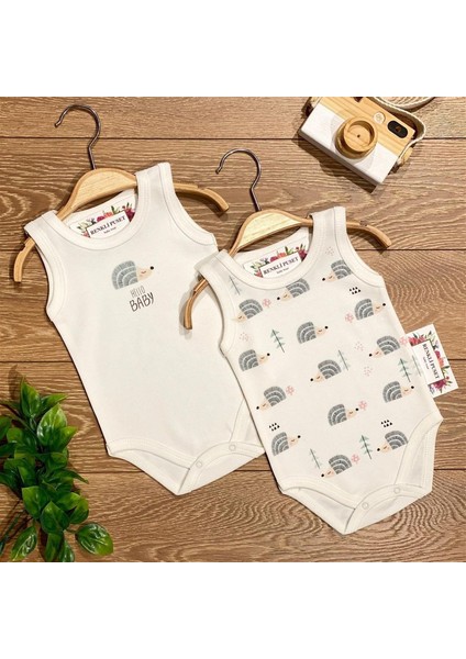 2'li Penye Bebek Askılı Body Zıbın Takım Kirpi