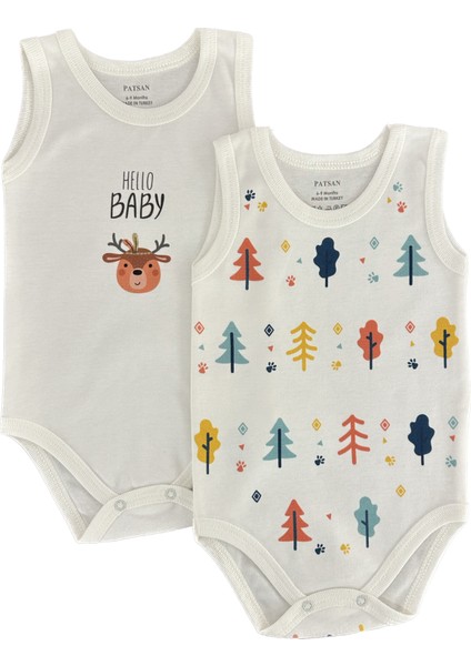 2'li Penye Bebek Askılı Body Zıbın Takım Çam Ağaçları